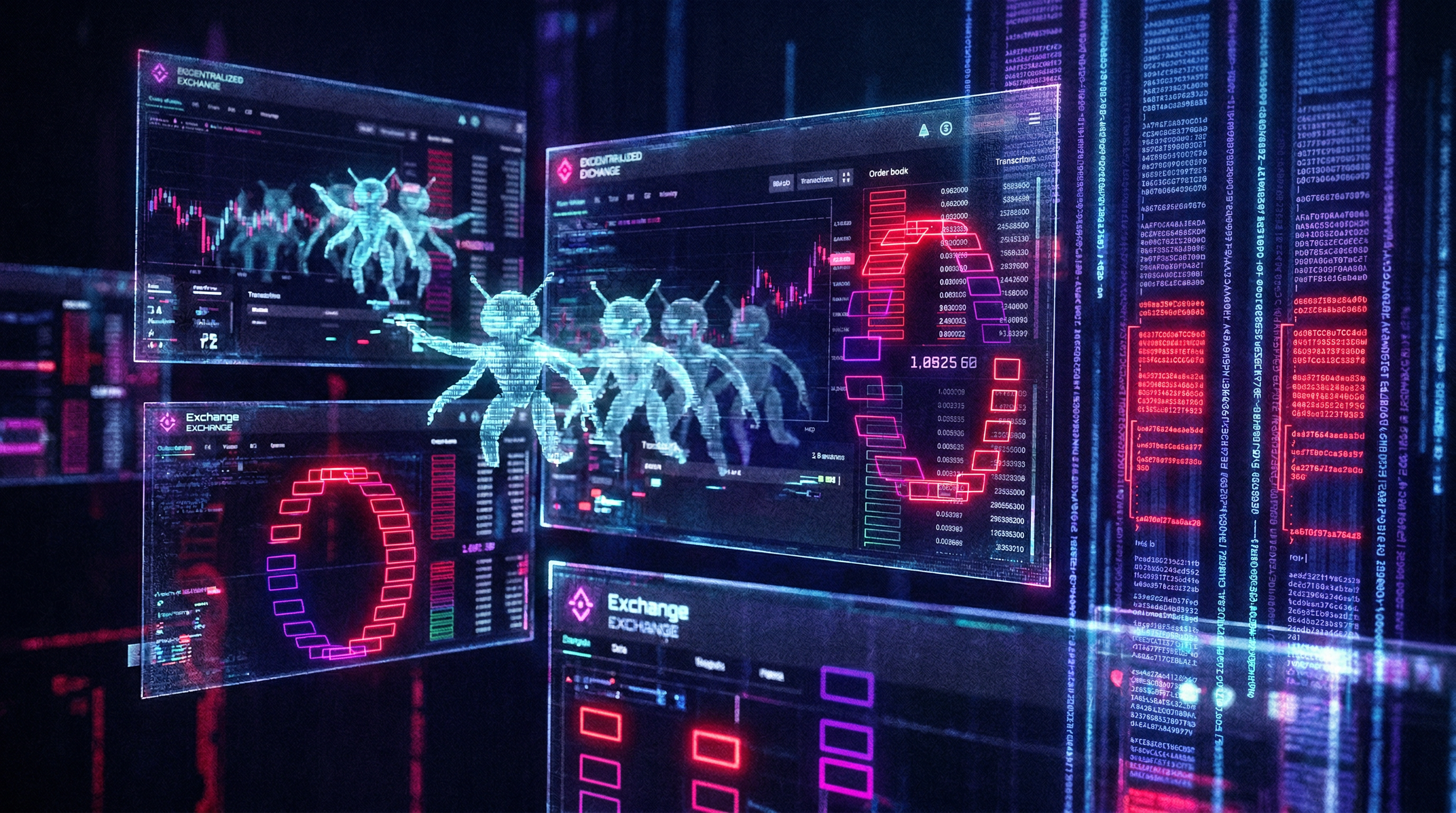 Neon illustration representing fake DEX volume and wash trading